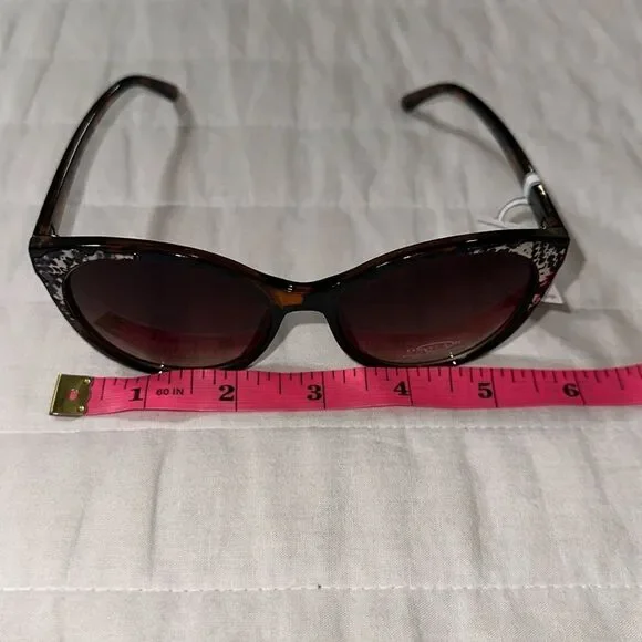 OSCAR x Oscar de la Renta 100% UV Marble Brown Gold Animal Print Sunglasses - Picture 11 of 13